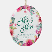 Aangepaste Tropische Floral Wedding | Versiering Keramisch Ornament (Rechts)