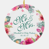 Aangepaste Tropische Floral Wedding | Versiering Keramisch Ornament (Achterkant)