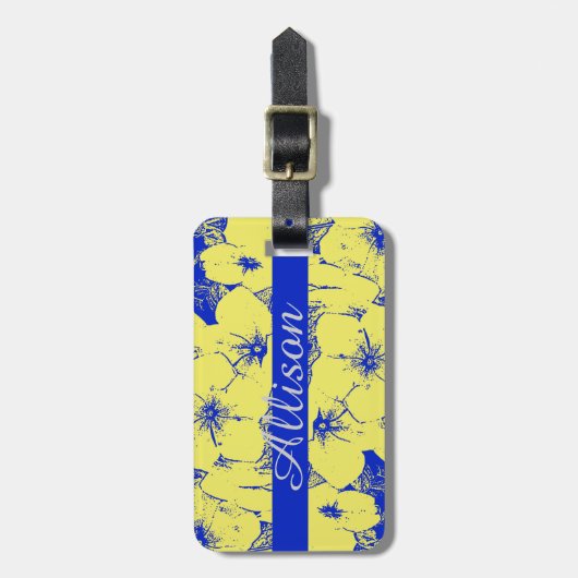 Aangepaste tropische gele bloemen bagagelabel (Voorkant verticaal)