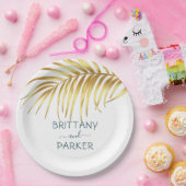 Aangepaste Tropische Gold Wedding Papieren Bordje (Feest)