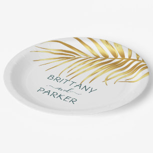Aangepaste Tropische Gold Wedding Papieren Bordje