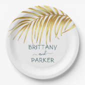 Aangepaste Tropische Gold Wedding Papieren Bordje (Voorkant)