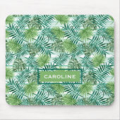 Aangepaste tropische groene bladeren Waterverf Muismat (Voorkant)