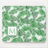 Aangepaste tropische groene bladeren Waterverf Muismat (Voorkant)