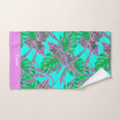 Aangepaste tropische groene naam modern monstera T Handdoek (Handdoek)