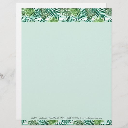 Aangepaste Tropische groene rode palmbladeren met  Briefhoofd (Voorkant / Achterkant)