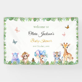 Aangepaste Tropische Jungle Baby dieren Baby Showe Spandoek