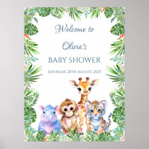 Aangepaste Tropische Jungle Baby dieren Welkom  Poster
