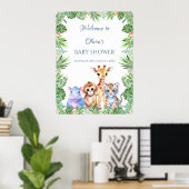 Aangepaste tropische jungle baby dieren Welkom  Poster (Thuiskantoor)
