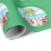 Aangepaste tropische kerst in juli feest op groen cadeaupapier (Rol Hoek)