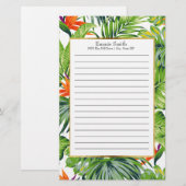 Aangepaste Tropische Leaves Oranje Flowers Briefpapier (Voorkant / Achterkant)