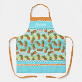 Aangepaste tropische Oranje anananas Turquoise Str Schort (Voorkant)