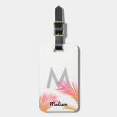 Aangepaste Tropische palmbomen Monogram aangepast Bagagelabel (Voorkant verticaal)