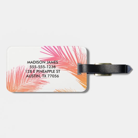 Aangepaste Tropische palmbomen Monogram aangepast Bagagelabel (Achterkant horizontaal)