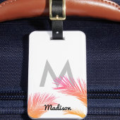 Aangepaste Tropische palmbomen Monogram aangepast Bagagelabel
