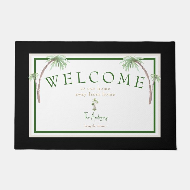 Aangepaste tropische palmpalm boomklep deurmat (Voorkant)