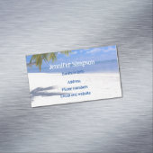 Aangepaste tropische strand oceaan palmbomen magnetisch visitekaartje (Voorbeeld)