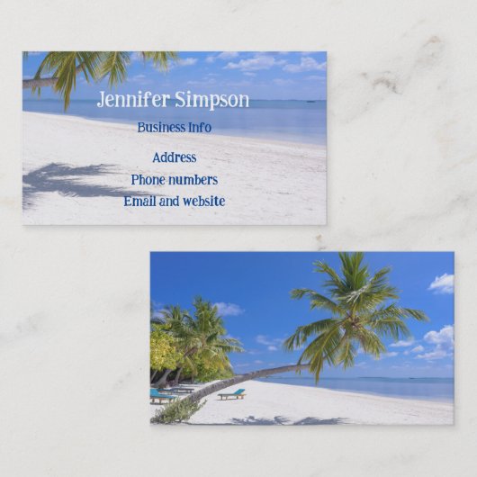 Aangepaste tropische strand oceaan palmbomen visitekaartje (Voorkant / Achterkant)