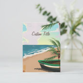 Aangepaste tropische strand vintage poster briefkaart (Staand voorkant)