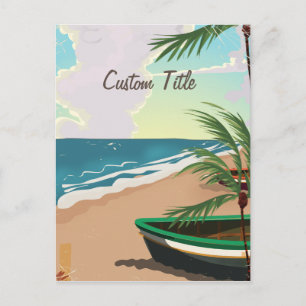 Aangepaste tropische strand vintage poster briefkaart