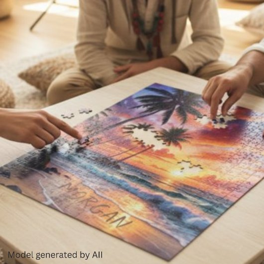 Aangepaste Tropische Strand Zonsondergang | Kust K Legpuzzel