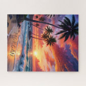 Aangepaste Tropische Strand Zonsondergang | Kust K Legpuzzel (Horizontaal)