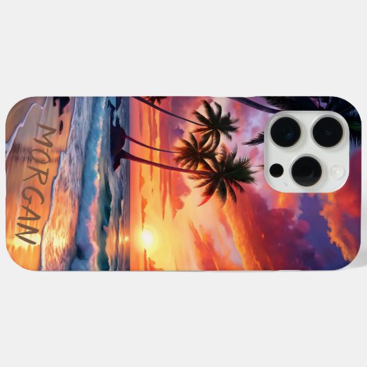 Aangepaste tropische strand zonsondergang | kustku Case-Mate iPhone case (Achterkant (horizontaal))