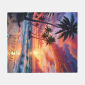 Aangepaste tropische strand zonsondergang | kustku fleece deken (Voorkant (Horizontaal))