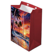 Aangepaste tropische strand zonsondergang | kustku medium cadeauzakje (Voorkant Gekanteld)