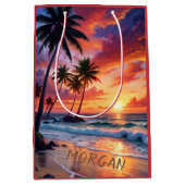 Aangepaste tropische strand zonsondergang | kustku medium cadeauzakje (Voorkant)