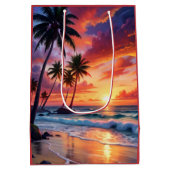 Aangepaste tropische strand zonsondergang | kustku medium cadeauzakje (Achterkant)