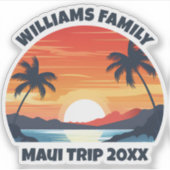 Aangepaste Tropische Sunrise Beach Trip Souvenir L Sticker (Voorkant)