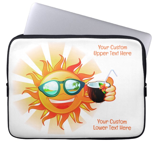 Aangepaste tropische tekst zon laptop sleeve (Voorkant)