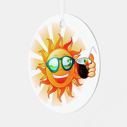 Aangepaste tropische tekst zon metalen ornament (Voorkant links)