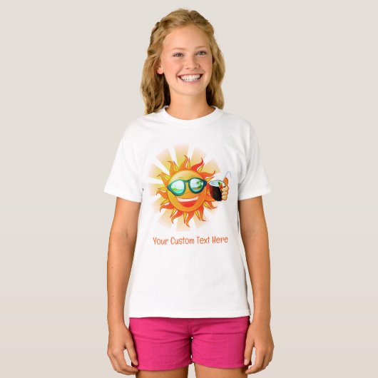 Aangepaste tropische tekst zon t-shirt (Voorkant volledig)