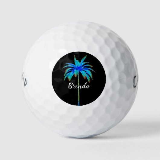 Aangepaste tropische turquoise Blue Palm Tree Golfballen (Voorkant)