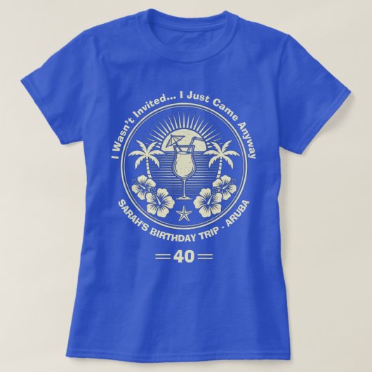 Aangepaste  tropische verjaardagsreis t-shirt (Design voorkant)