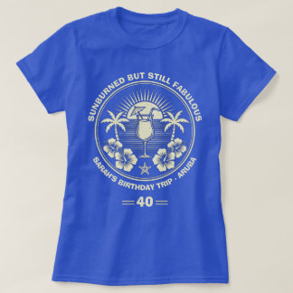 Aangepaste tropische verjaardagsreis t-shirt