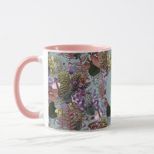 Aangepaste  tropische zomerbloemen mok (Links)