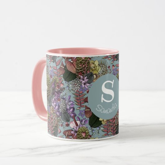 Aangepaste  tropische zomerbloemen mok (Voorkant links)