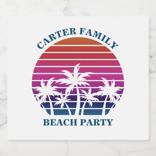 Aangepaste Tropische Zonneroze Beach Party Sparkling Wijnetiket (Enkel label)