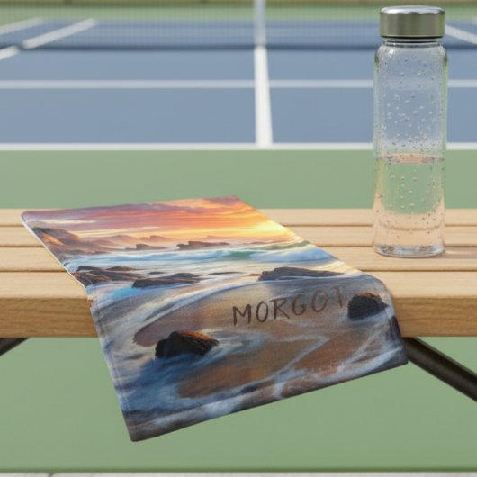 Aangepaste tropische zonsondergang kliffen - Kusts Handdoek