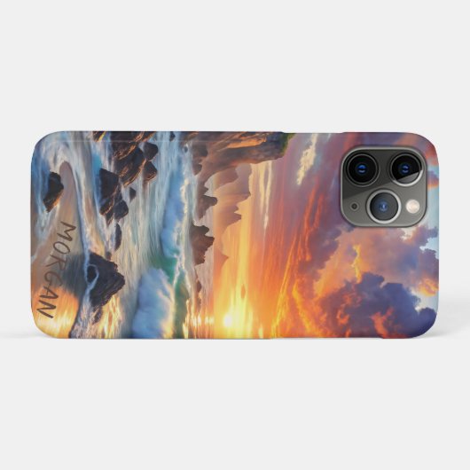 Aangepaste tropische zonsondergang kliffen - leven Case-Mate iPhone case (Achterkant (horizontaal))