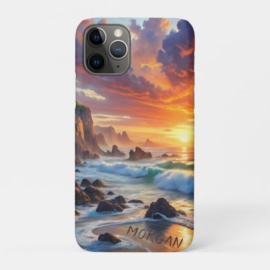 Aangepaste tropische zonsondergang kliffen - leven Case-Mate iPhone case (Achterkant)