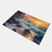 Aangepaste tropische zonsondergang kliffen - leven deurmat (Schuin)