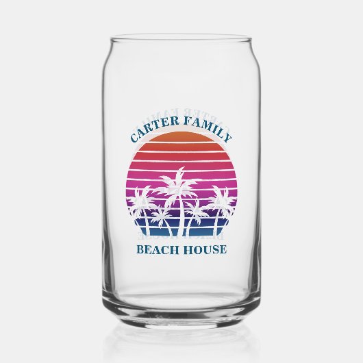 Aangepaste tropische zonsondergang Palm Tree Beach Blikvorm Glas (Voorkant)