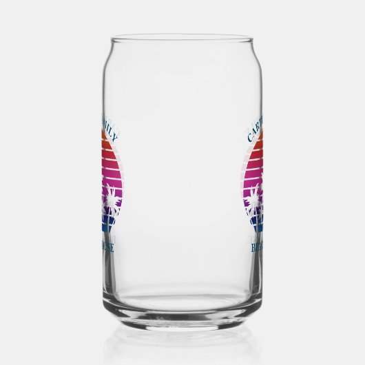 Aangepaste tropische zonsondergang Palm Tree Beach Blikvorm Glas (Links)