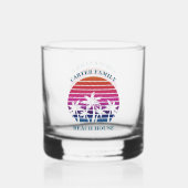 Aangepaste tropische zonsondergang Palm Tree Beach Whisky Glas (Voorkant)