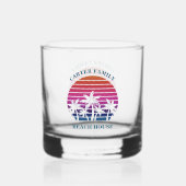 Aangepaste tropische zonsondergang Palm Tree Beach Whisky Glas (Achterkant)