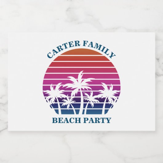 Aangepaste Tropische Zonsondergang Palm Trees Beac Sparkling Wijnetiket (Enkel label)